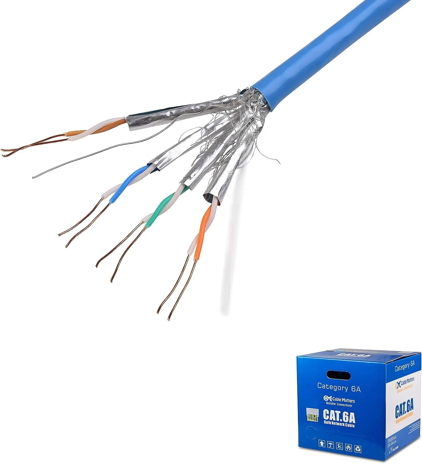 Cable Matters 10Gbps UL सूचीबद्ध इन-वाल (cm) बेयर कॉपर शील्डेड Cat 6A केबल